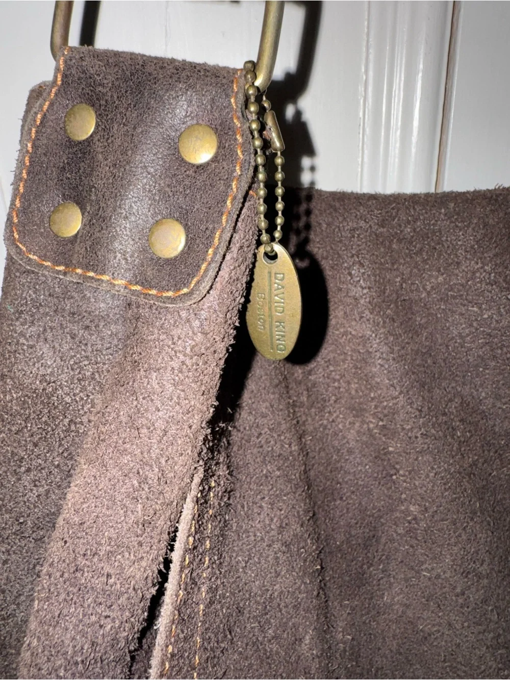 David King Boston Brown Suede Leather Large Messenger Bag
